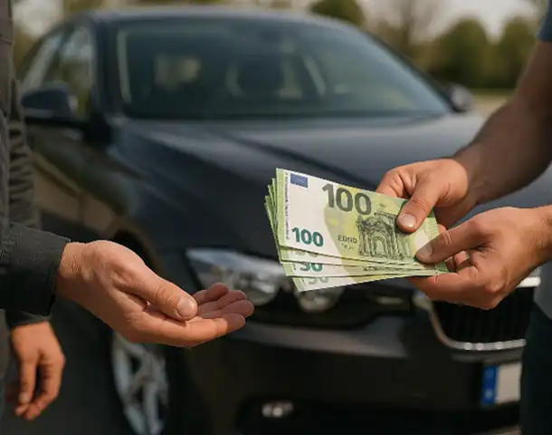 Ein Kunde erhält beim Autoankauf in Mainz einen Barkauf für sein Fahrzeug, um den Verkaufsprozess transparent und direkt zu gestalten.